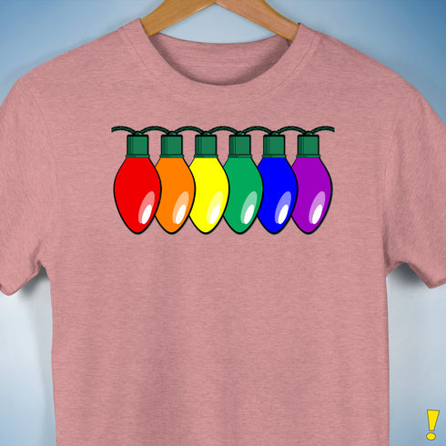 LGBTQ Pride Christmas Lights Premium Unisex T-Shirt - Mauve Heather